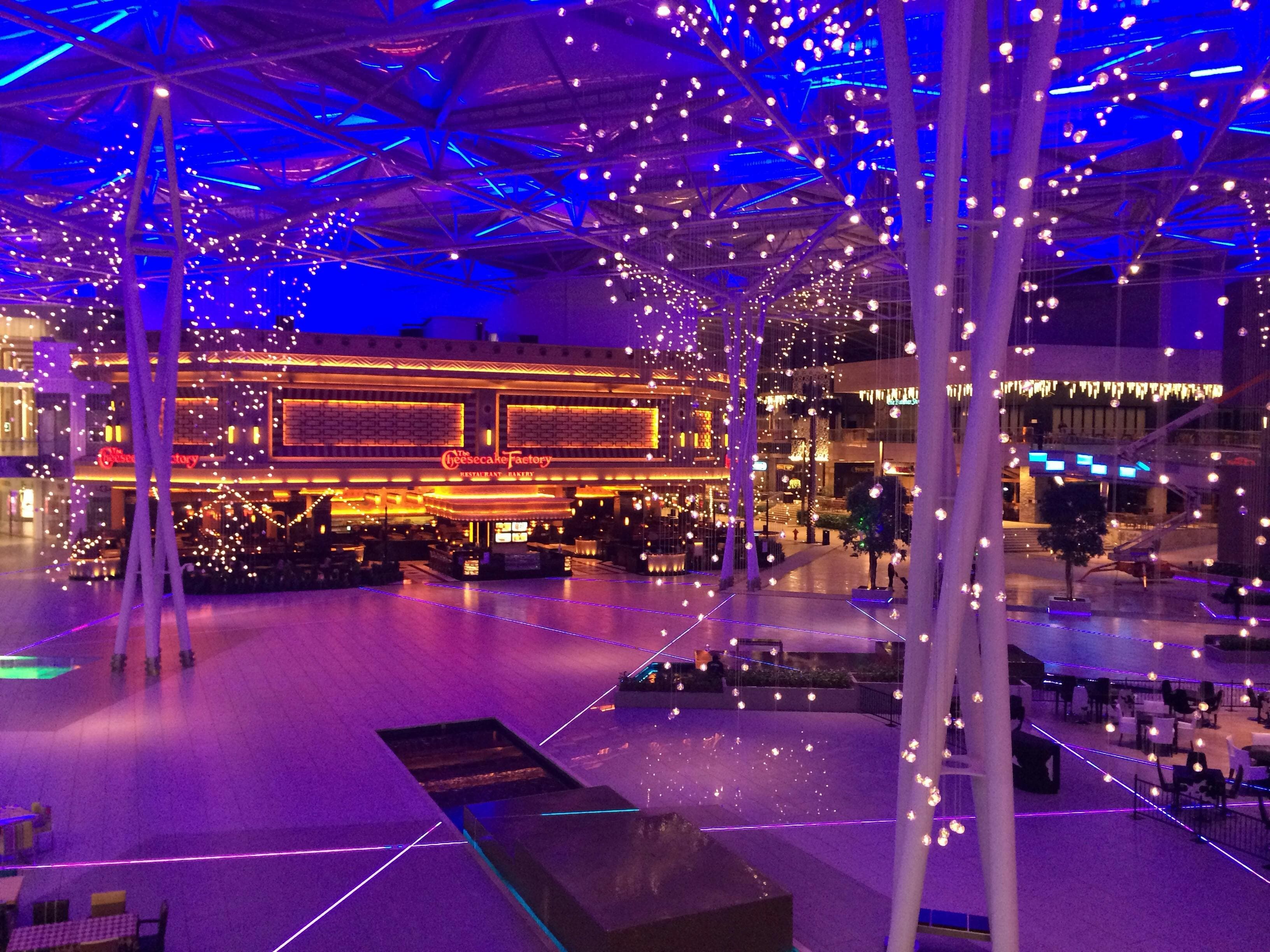 Event venue interior with warm lighting.